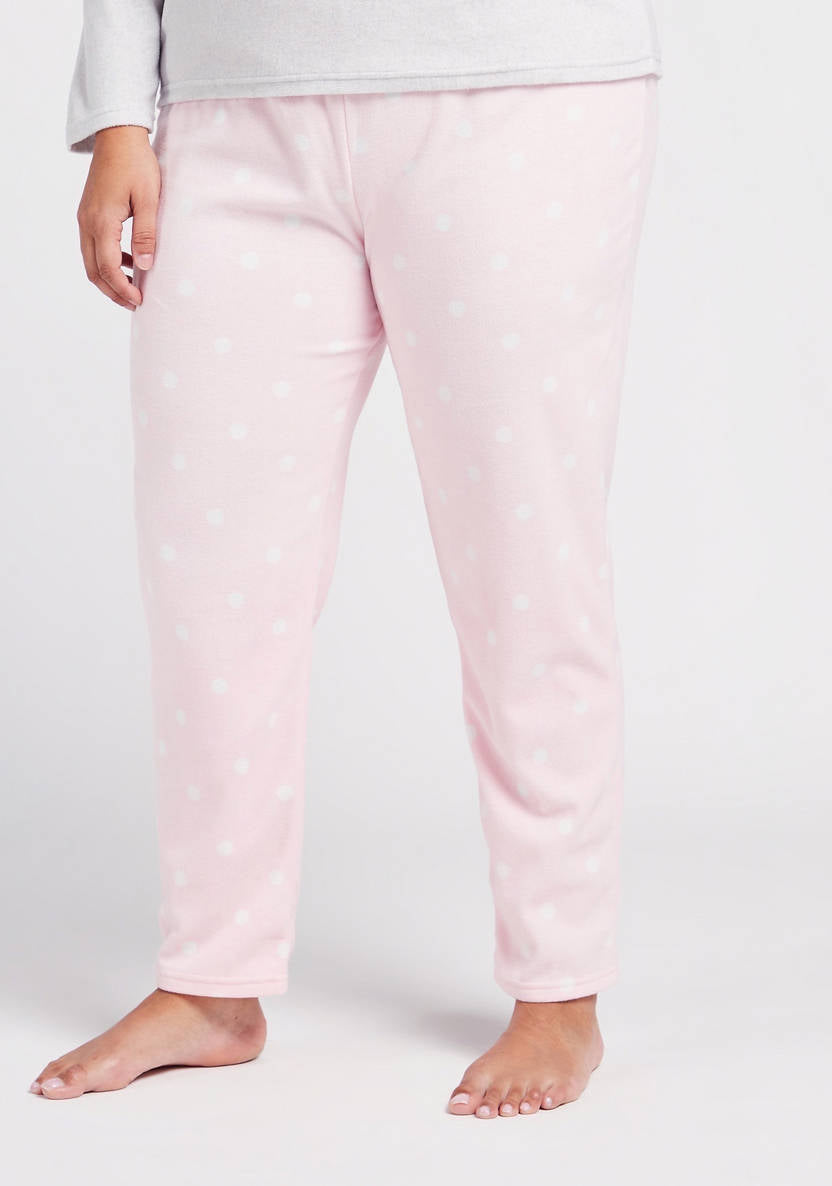 Long-sleeve graphic-print T-shirt and printed pajama pants – two-piece set