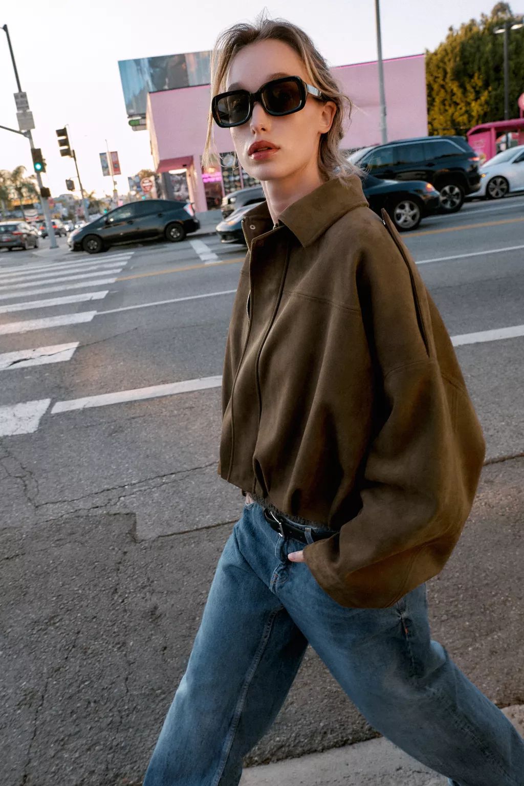 Zara women SUEDE EFFECT BOMBER JACKET
