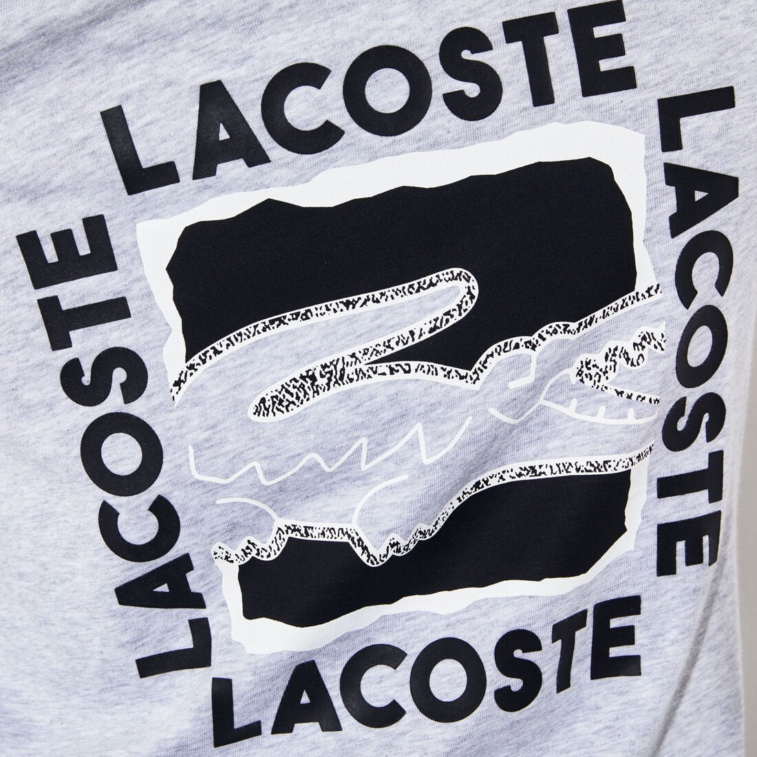 LACOSTE TSHIRT SQR PRNT GRAY