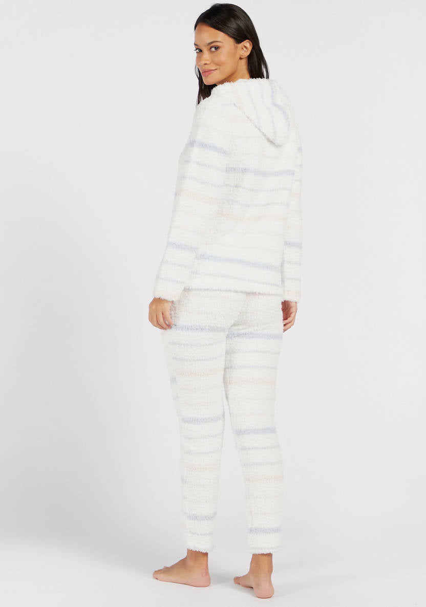 Striped Hooded Sweatshirt and Pyjama Set