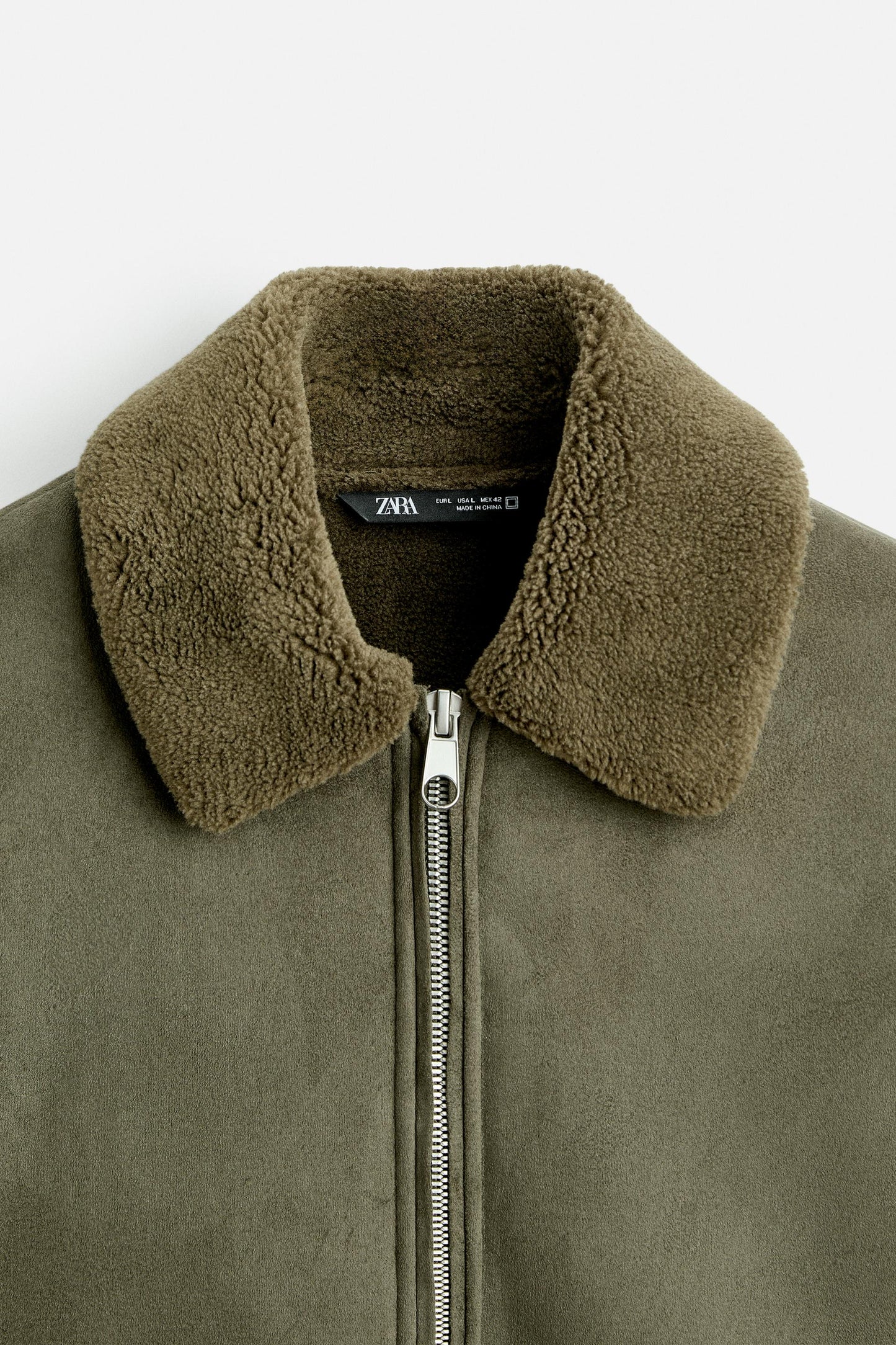 Jacket Zara Suede  Fur Inside olive