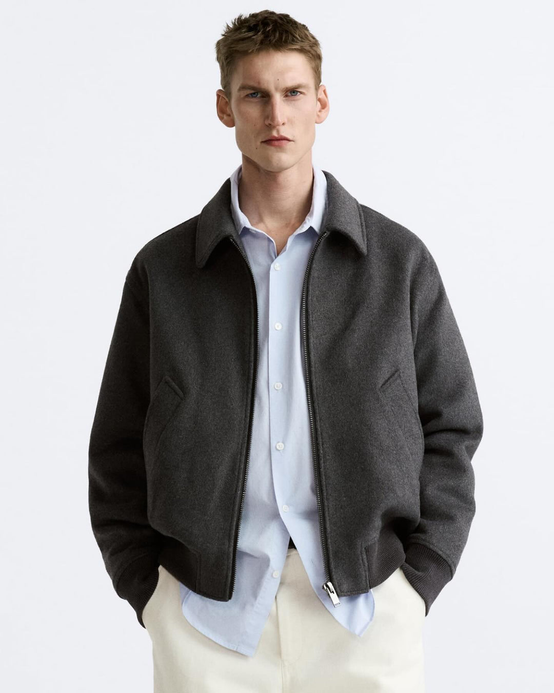 ZARA Jacket Wool Blend Dark Gray