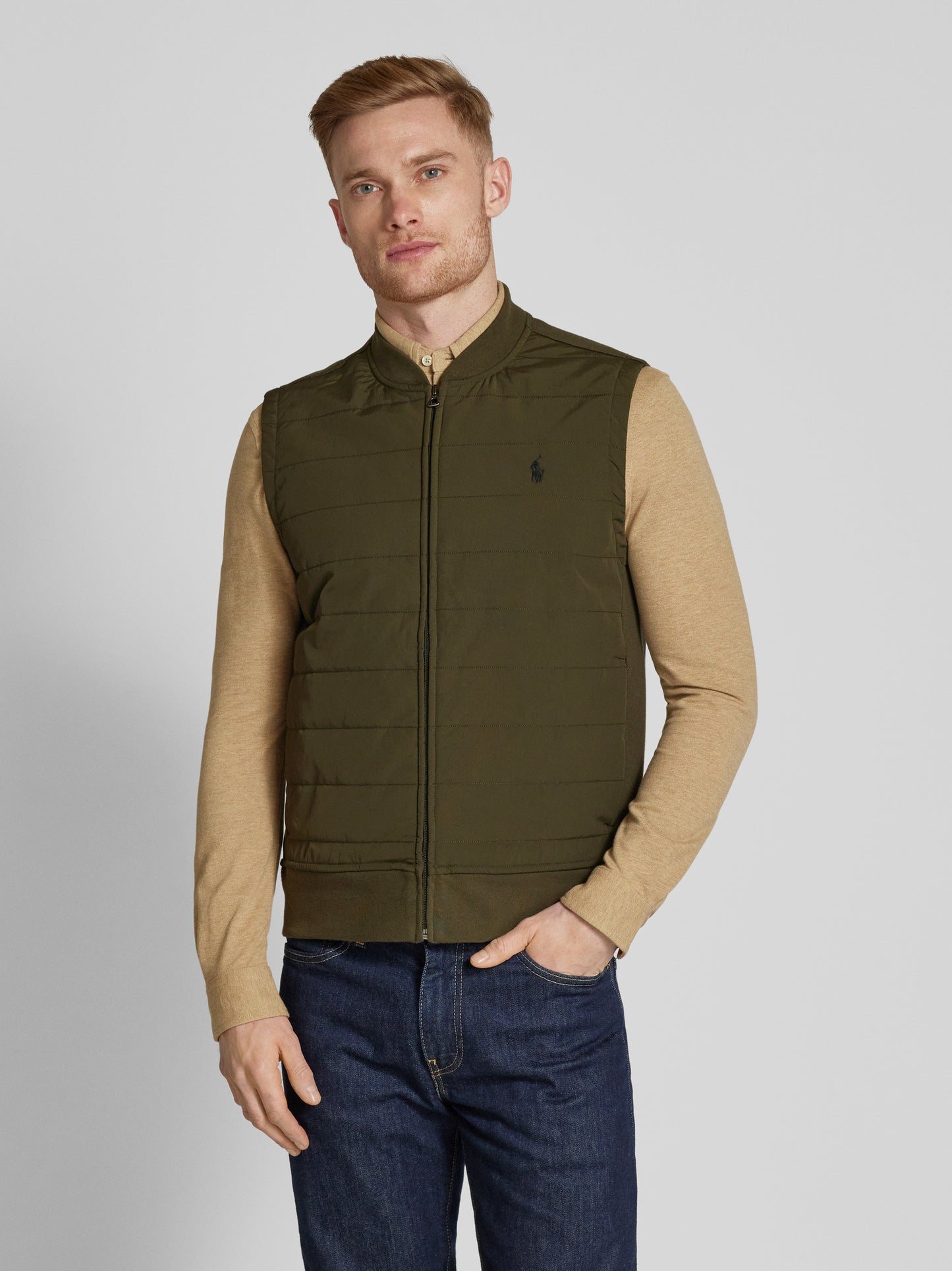 ralph lauren fleeced vest olive