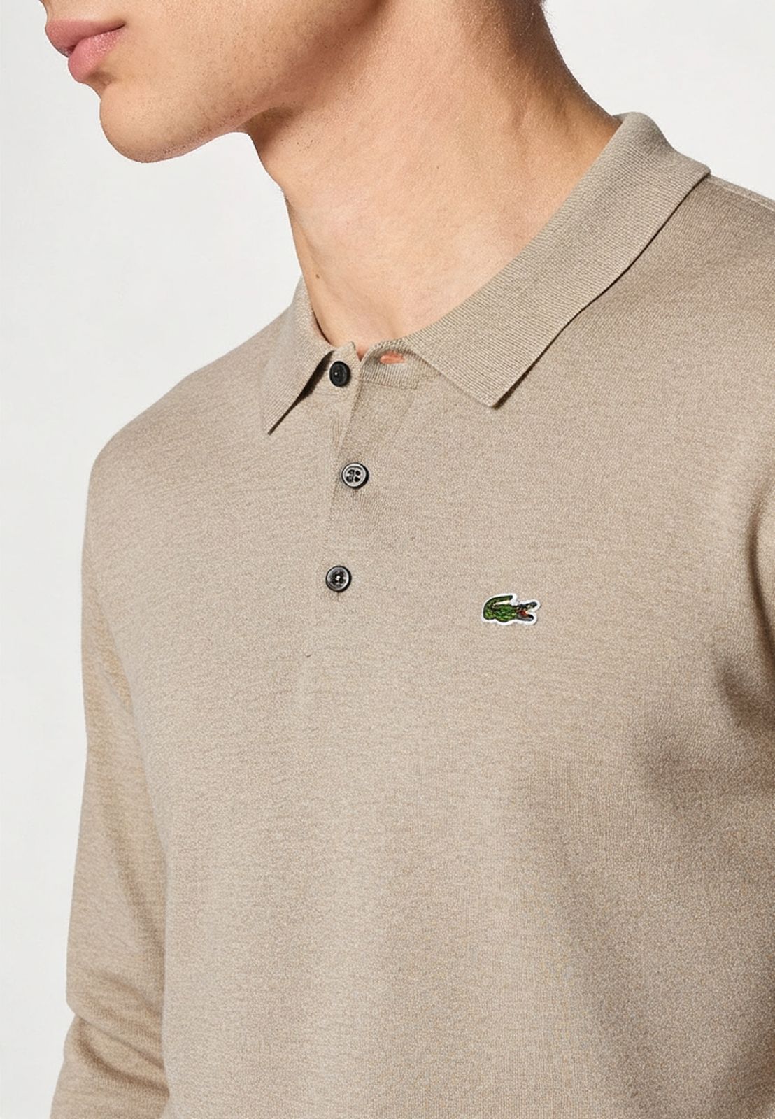 LACOSTE CARDED WOOL POLO SWEATER SLIM FIT