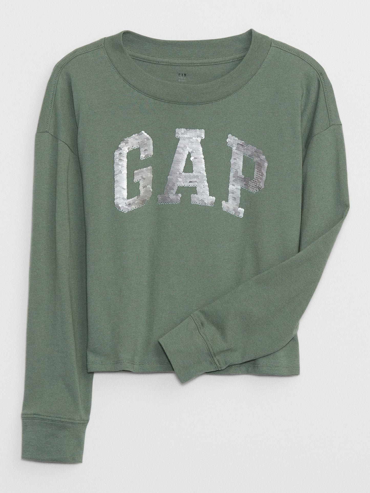 GAP GIRLS LONG SLEEVE COTTON TSHIRT GREEN