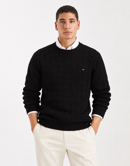 Tommy Hilfiger cable pullover crew neck black