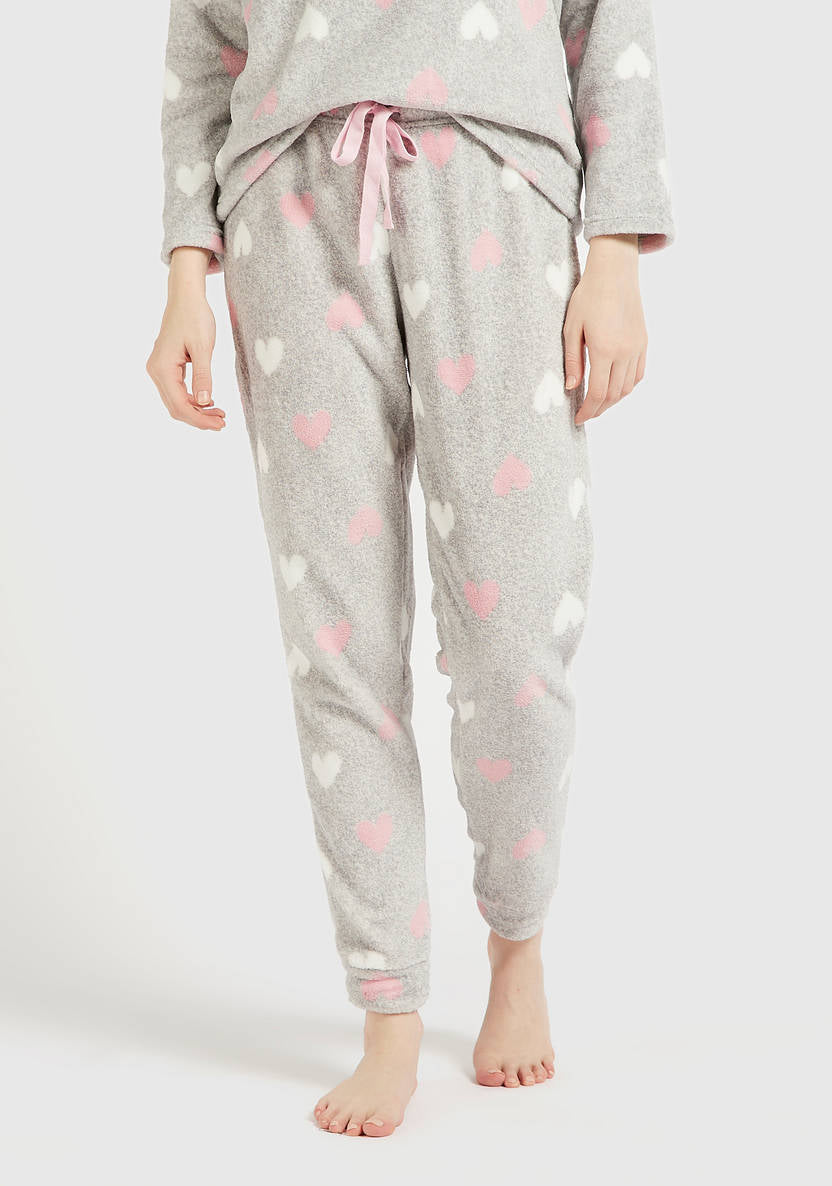 Textured Long-Sleeve T-Shirt & Pajama Pants Set