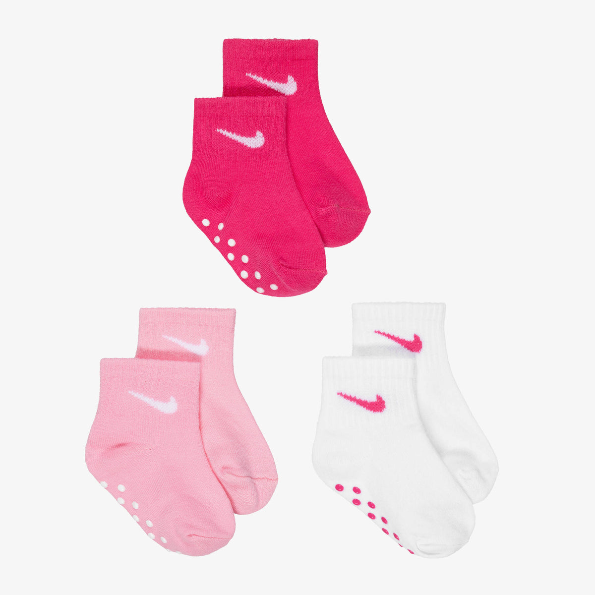 Nike Pink & White Swoosh Logo Baby Socks (3 Pack)