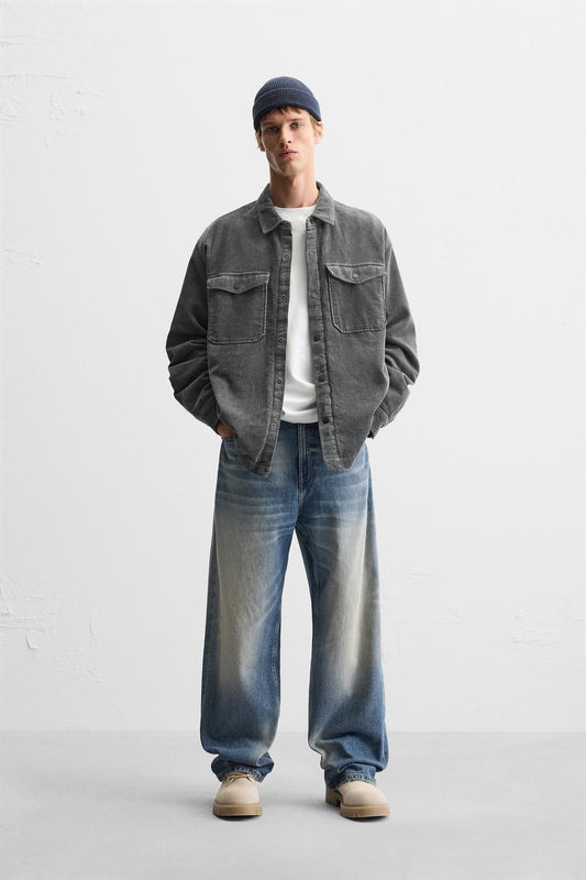 Over Shirt Zara Suede Shirt dark gray