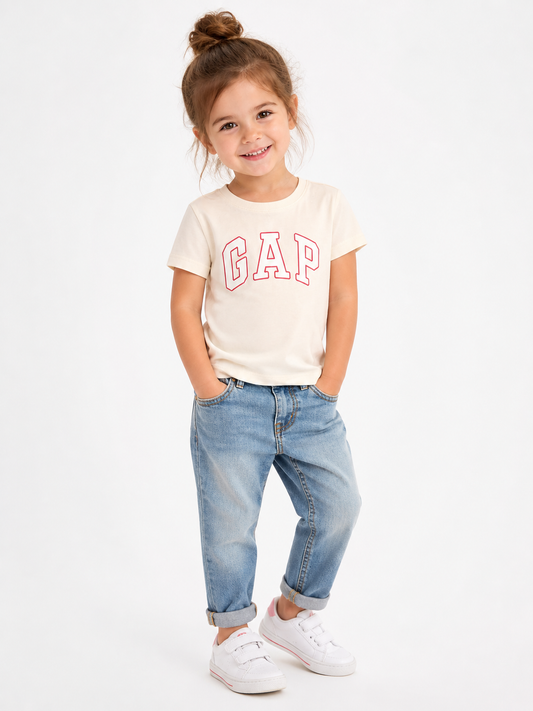 GAP Kids Logo T-Shirt – Soft Cotton Short Sleeve (Off-White)