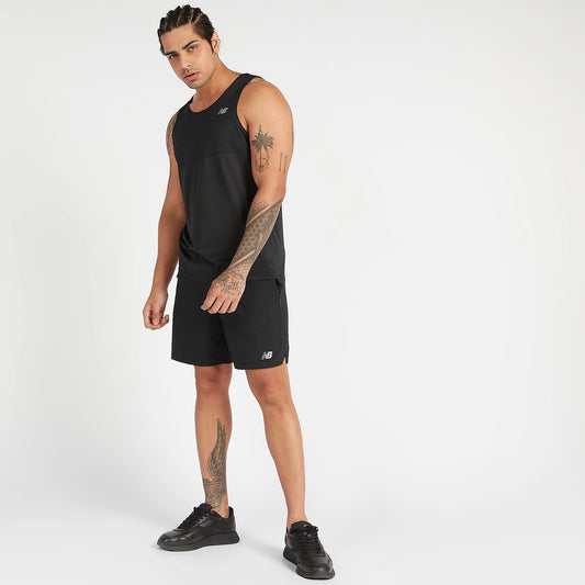 New Balance Accelerate Logo Print 7 In Shorts with Pockets Dry Fit