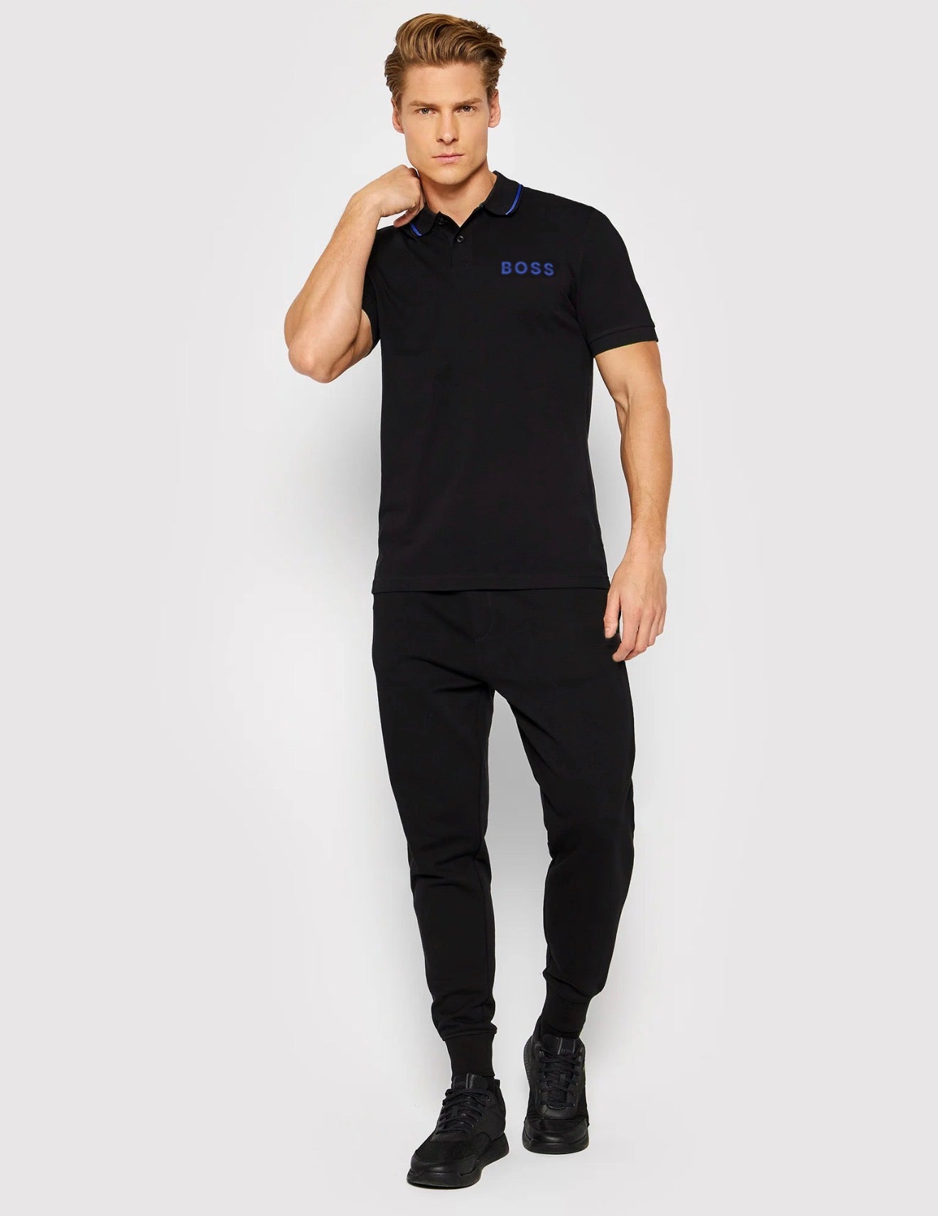 BOSS POLO TSHIRT SLIM FIT BLK/BLU