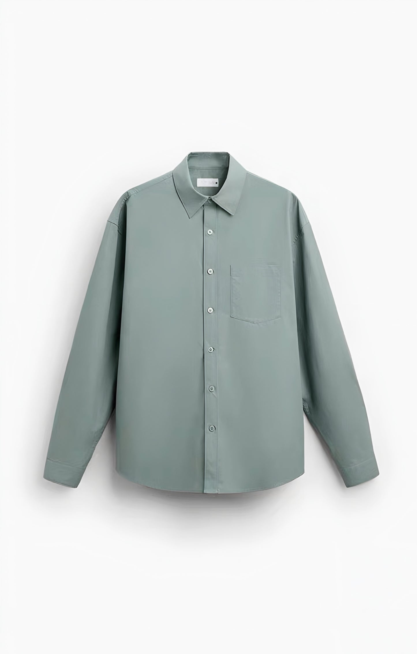Zara relaxed Pocket poplin shirt green FIT BIGGER