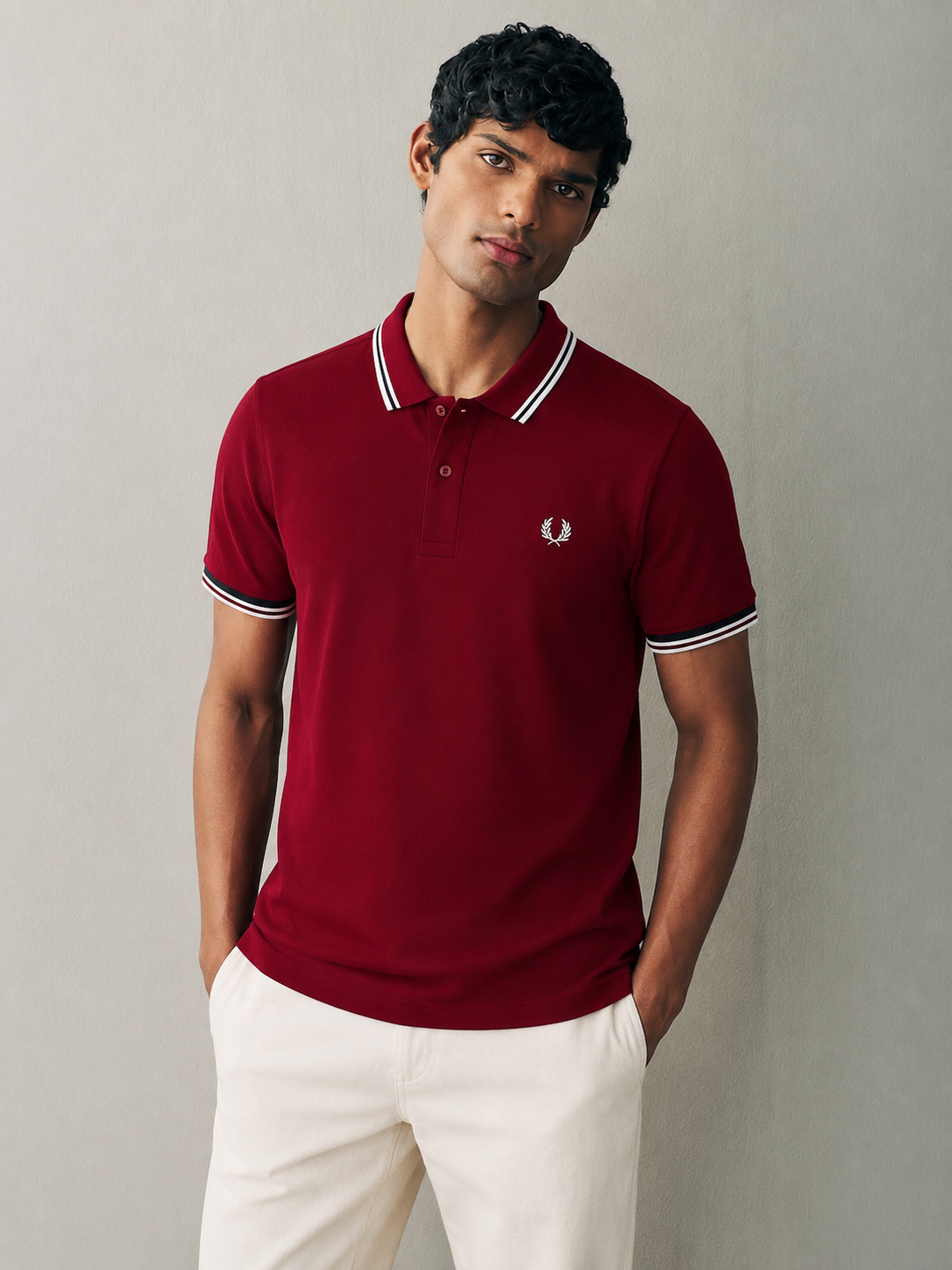 Fred Perry Maroon red polo shirt sqr