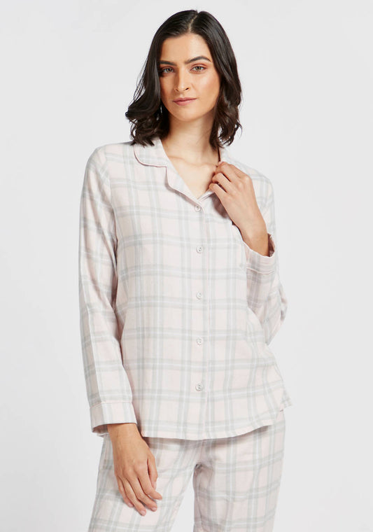 Checked Long Sleeves Sleepshirt and Pyjama Set