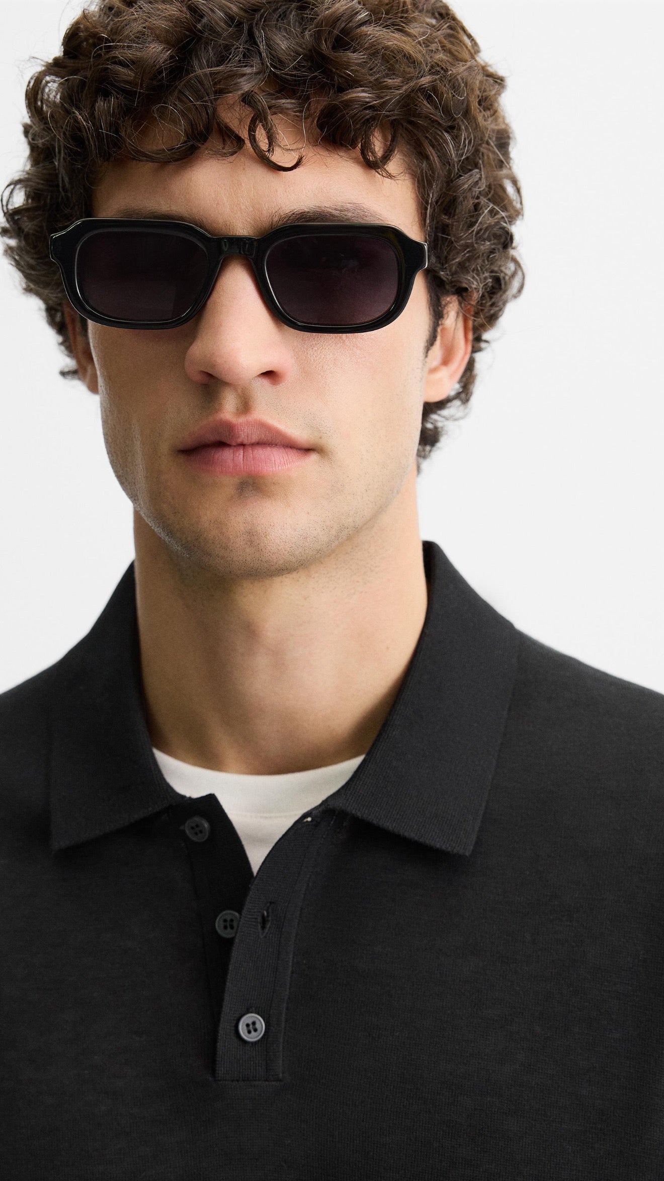 Zara Knit Cotton Silk Polo Shirt Black