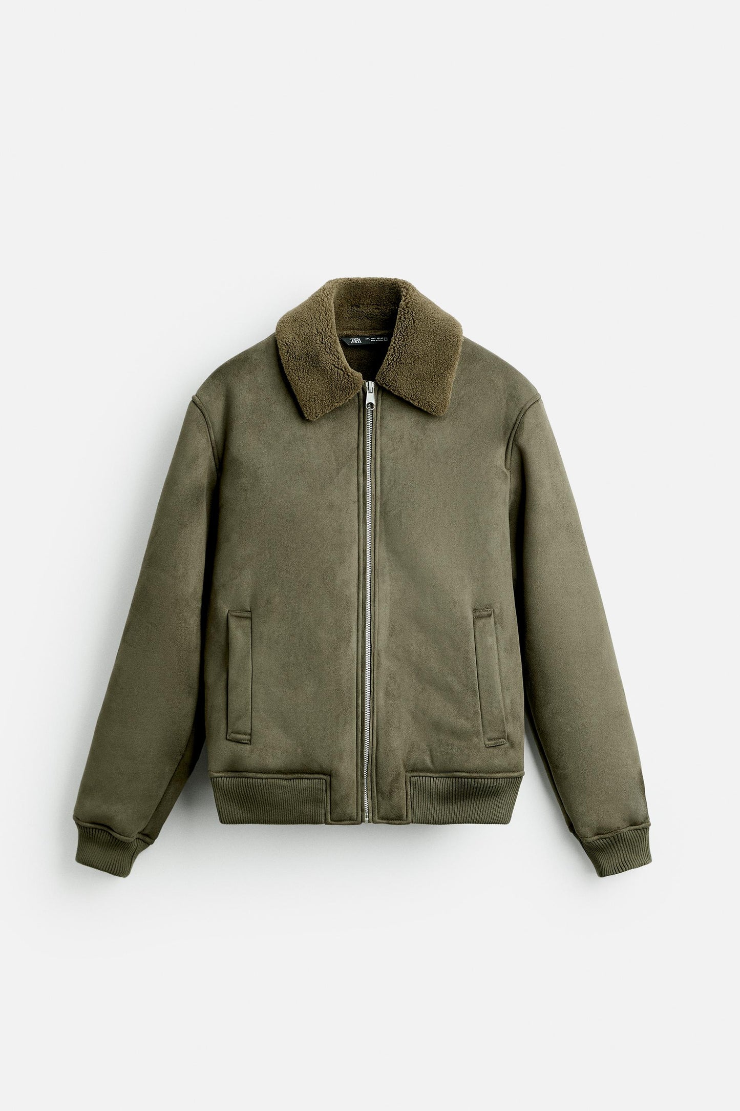 Jacket Zara Suede  Fur Inside olive