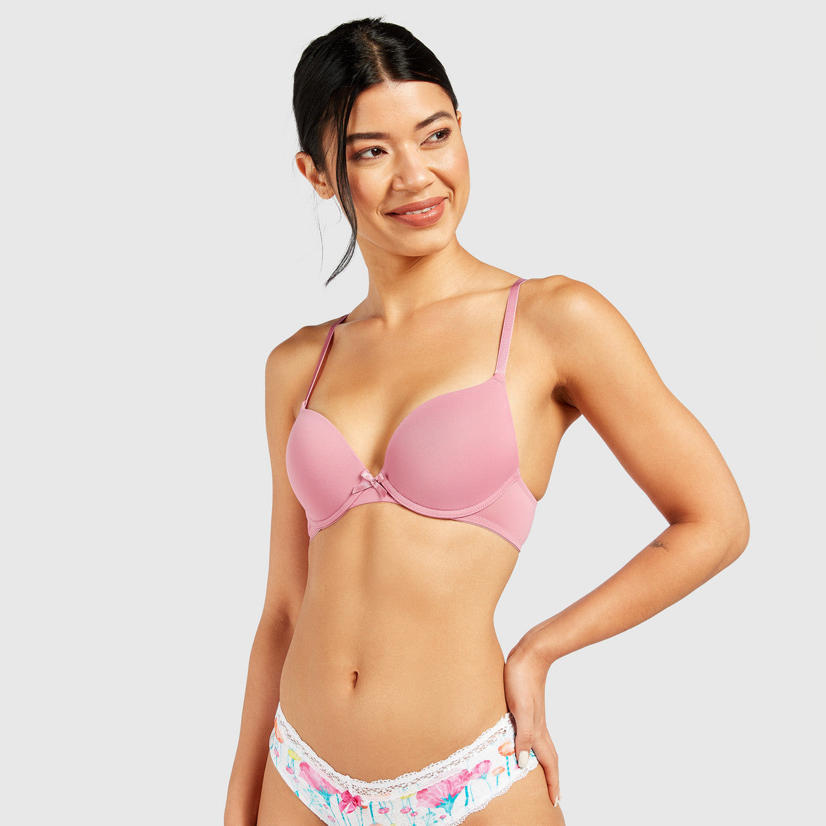 Max Plain Padded Plunge Bra with Adjustable Straps – 2-Piece Set