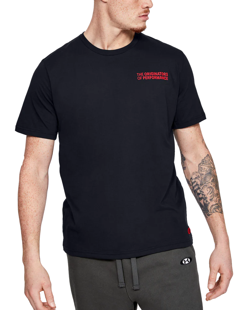 UNDERARMOR BLK PRNTD BK TSHIRT