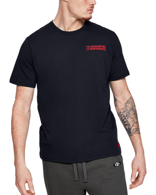UNDERARMOR BLK PRNTD BK TSHIRT