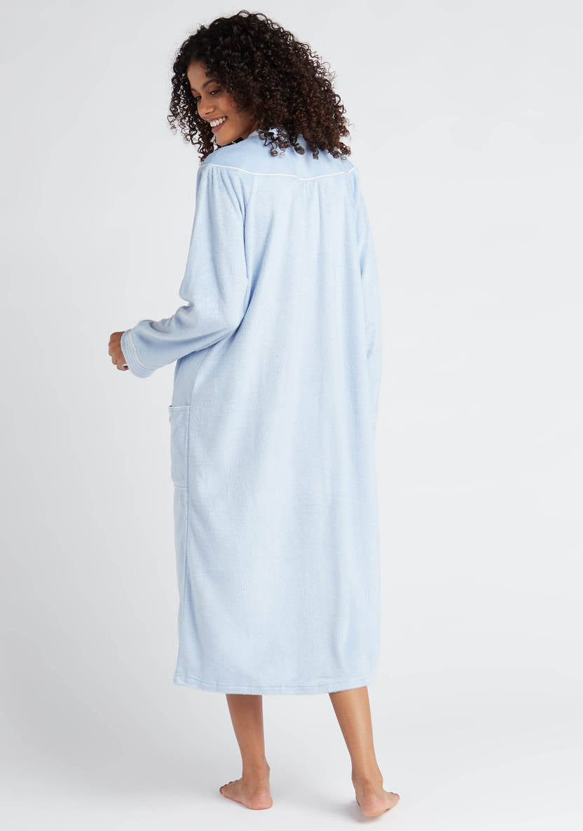 Cozy Collection Embroidered Sleep Gown with Long Sleeves and Pockets