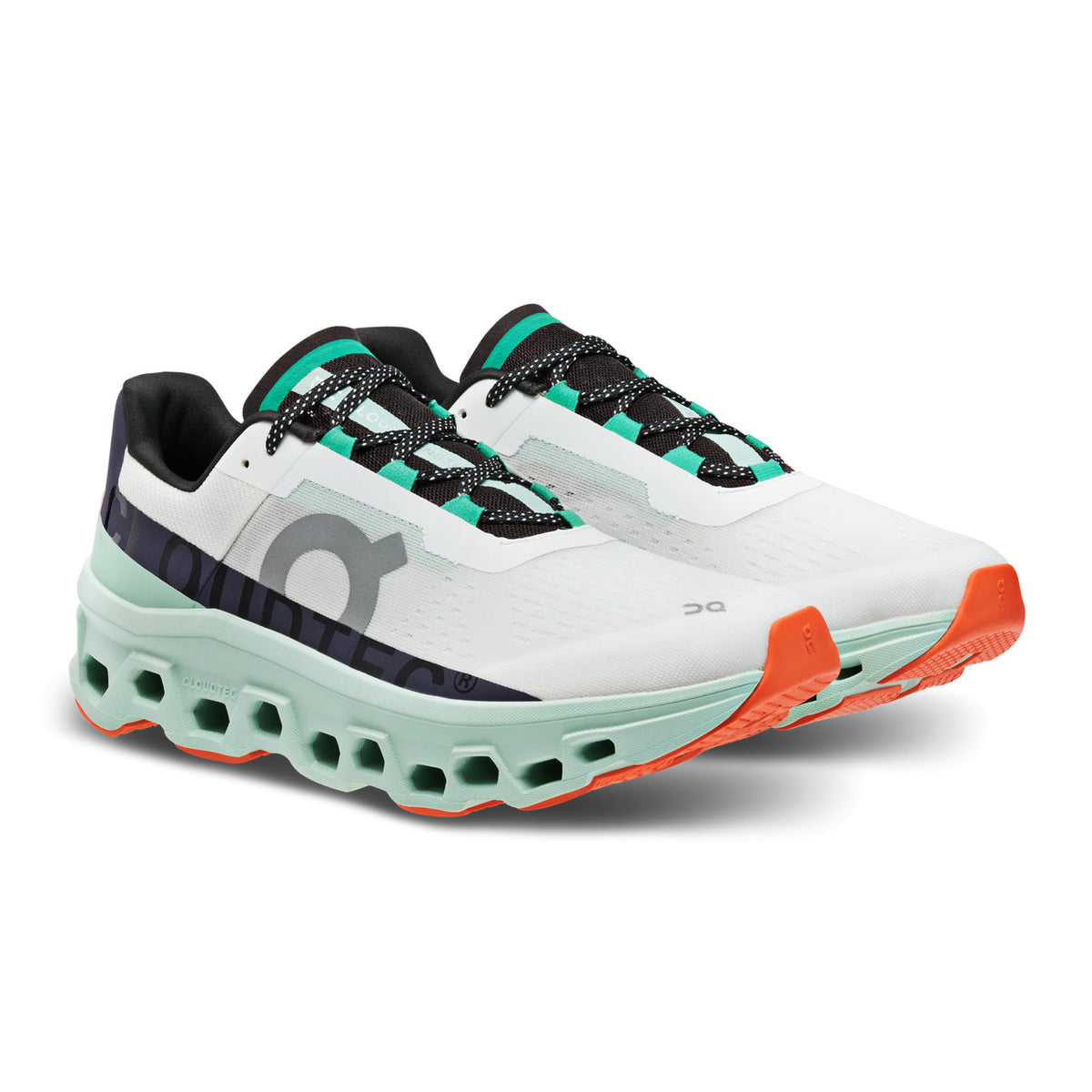ON Cloudmonster trainers in white and green