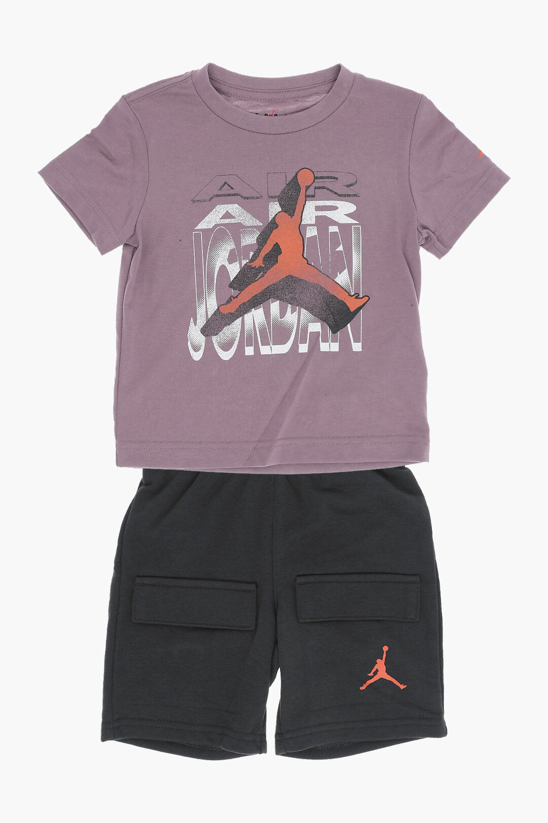 AIR JORDAN CREWNECK T-SHIRT AND SHORTS SET WITH PRINTED LOGO