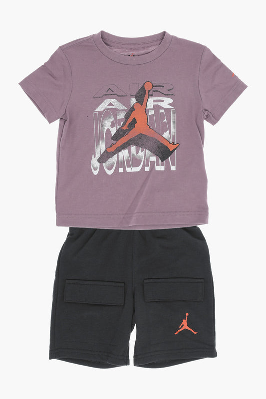 AIR JORDAN CREWNECK T-SHIRT AND SHORTS SET WITH PRINTED LOGO