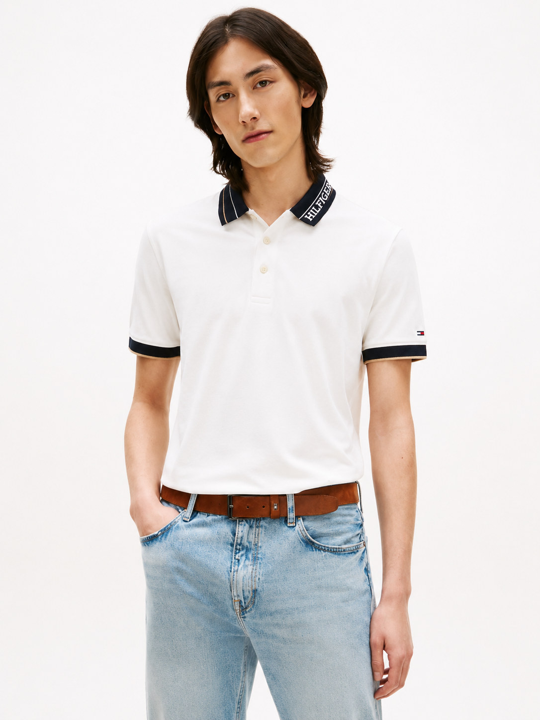 Tommy Hilfiger Striped Collar Polo Shirt 
 Regular fit