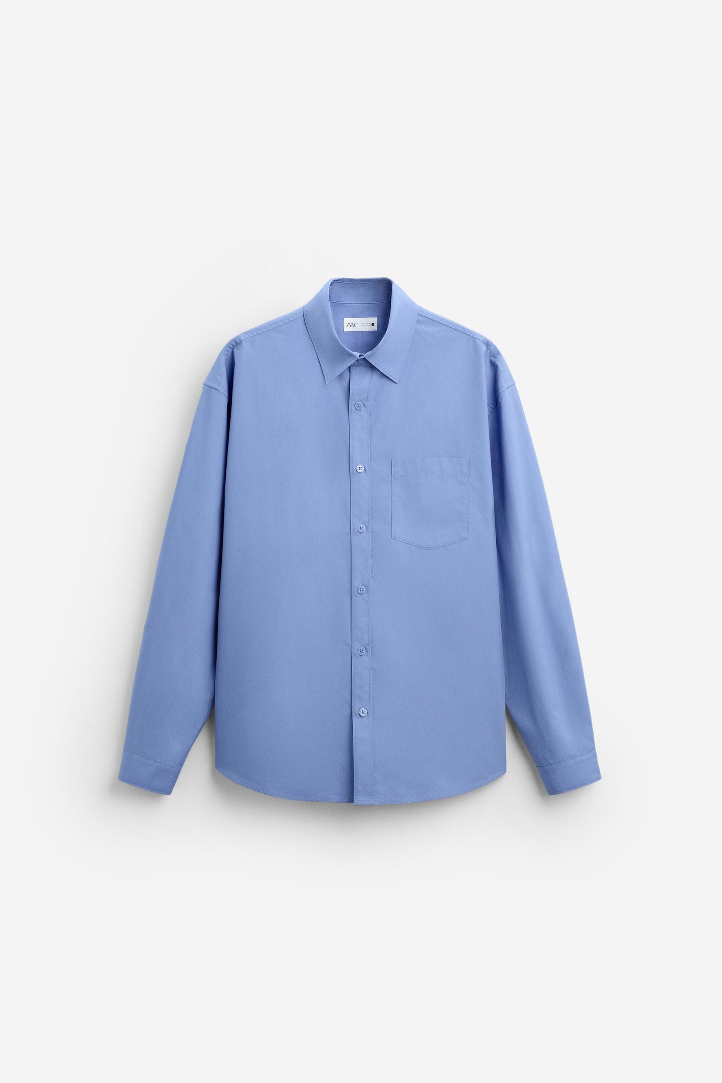 Zara relaxed Pocket poplin shirt blue FIT BIGGER