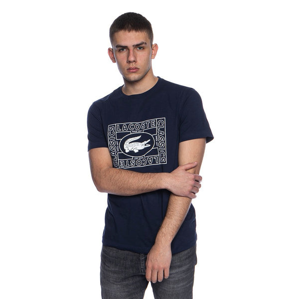 LACOSTE TSHIRT WHITE B LOGO NAVY