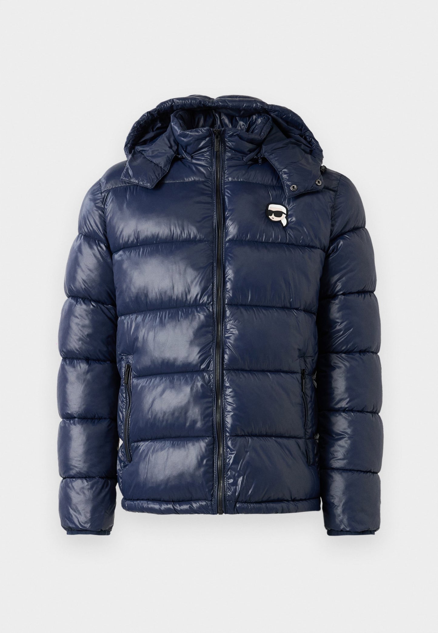 KARL LAGERFELD  IKON HOODED PUFFER JACKET NAVY Removable hoodie