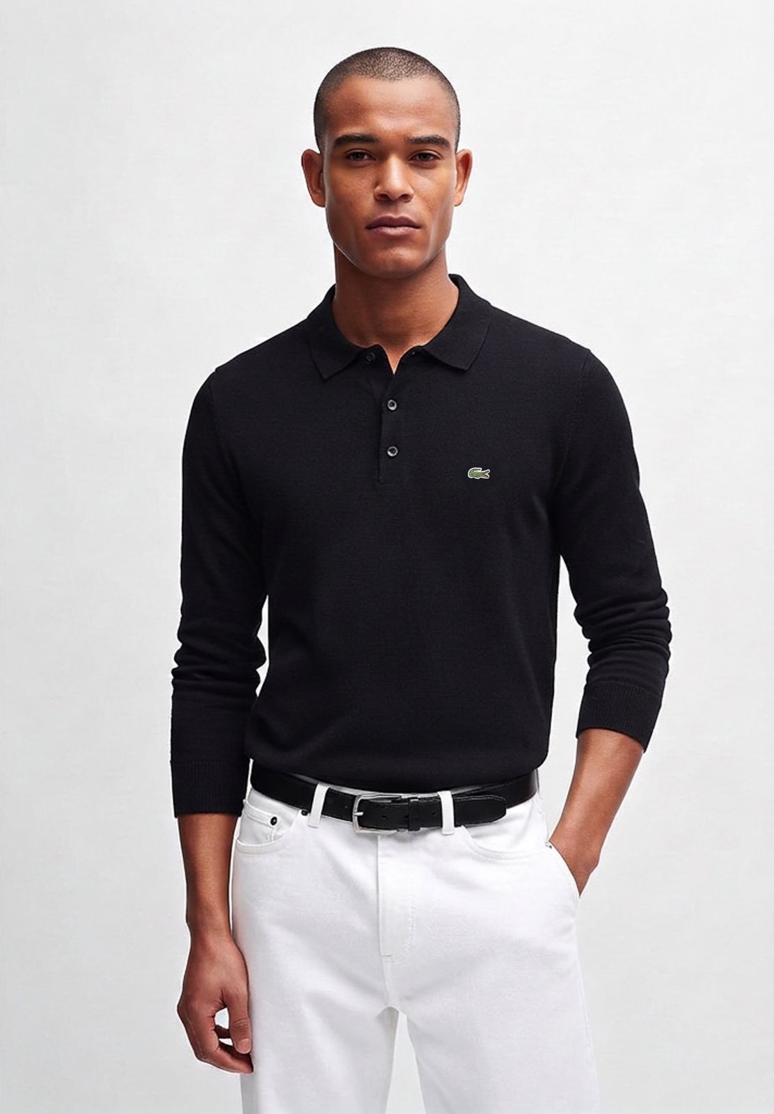 Lacoste Carded Wool Sweater Black Slim Fit