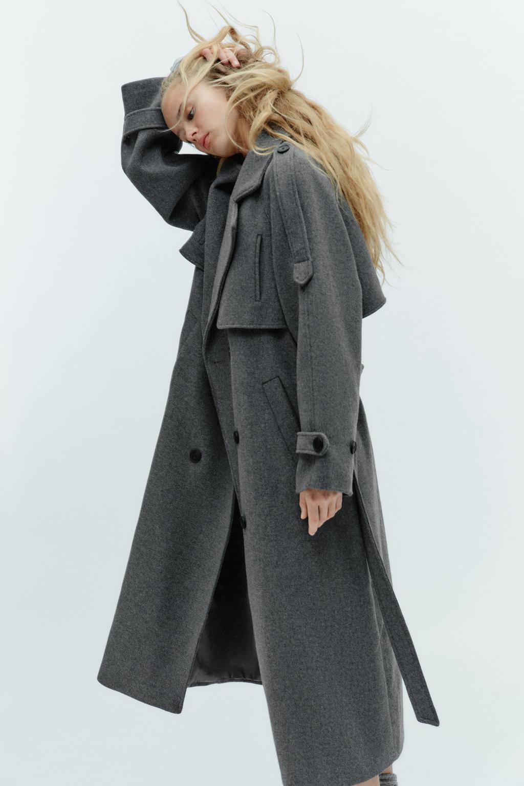 ZARA WOMEN TRENCH WOOL COAT  oversized