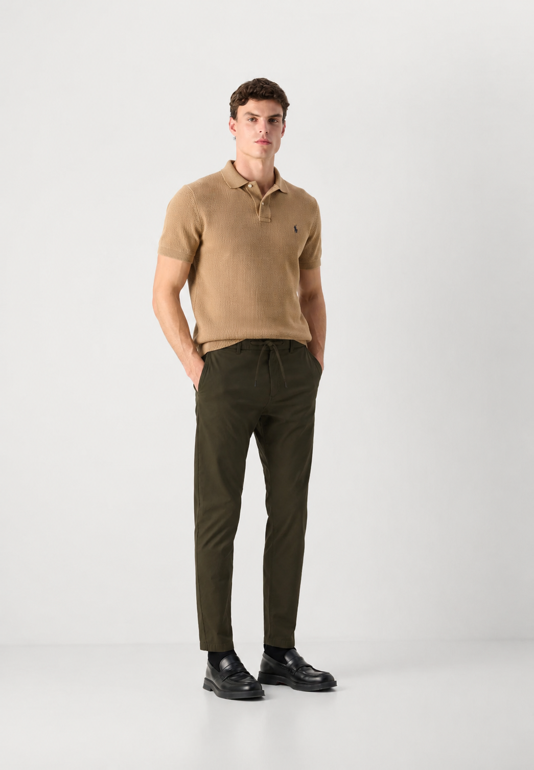 Ralph Lauren straight fit linen cotton trouser dark green