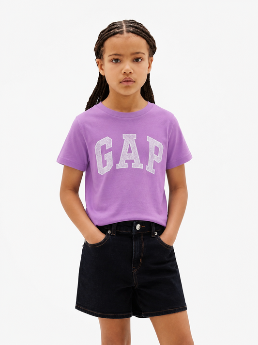 GAP Girls Logo T-Shirt – Soft Cotton Short Sleeve (Purple)