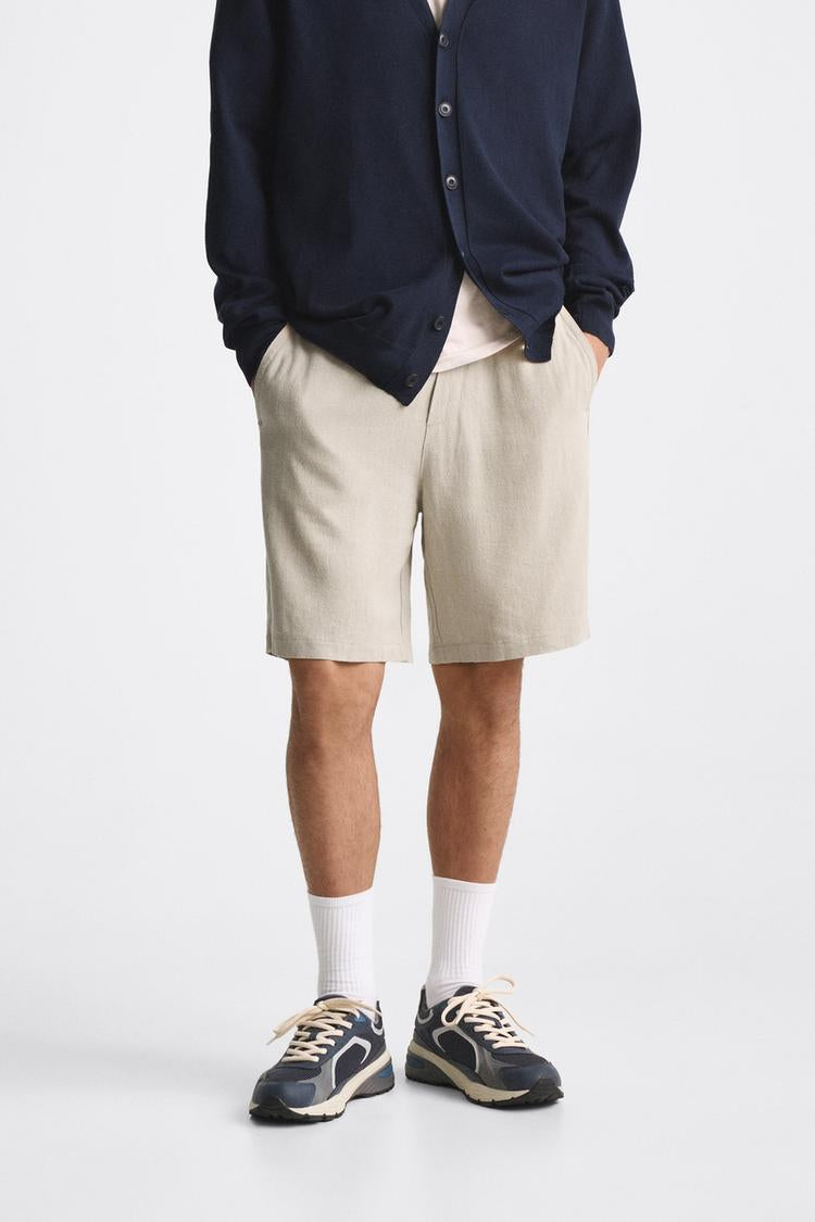 Zara Viscose- Lienen Bermuda Short Biege