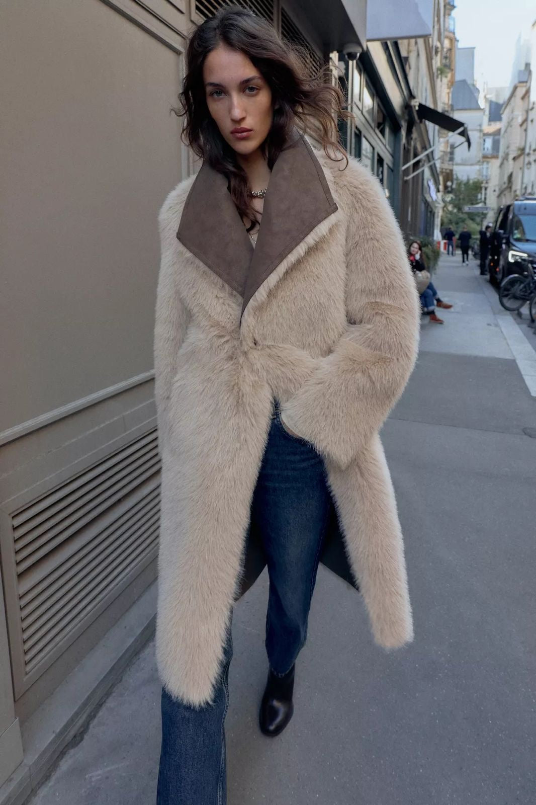 Zara REVERSIBLE DOUBLE-FACED FAUX FUR COAT
