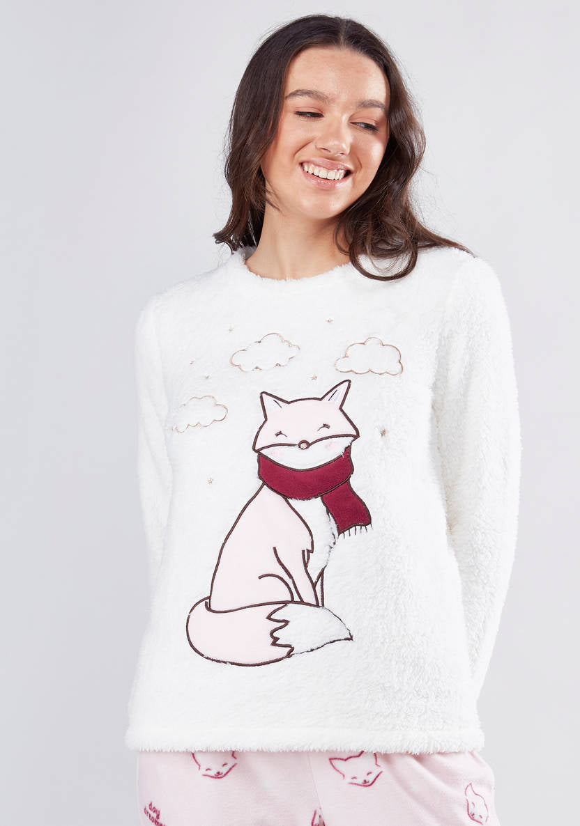Cozy Collection Textured T-shirt with Full Length Jog Pants