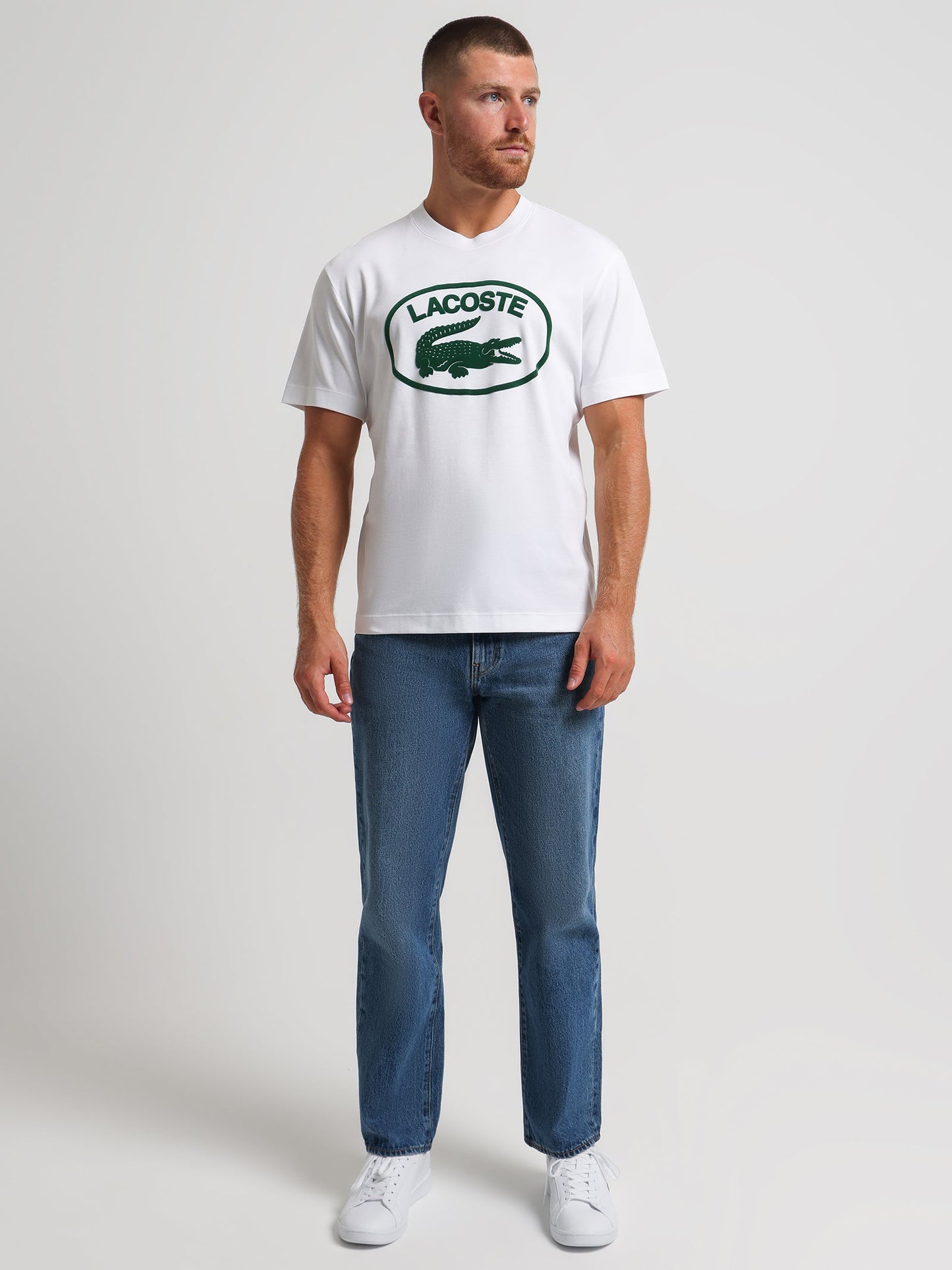 LACOSTE TSHIRT GRN LOGO White