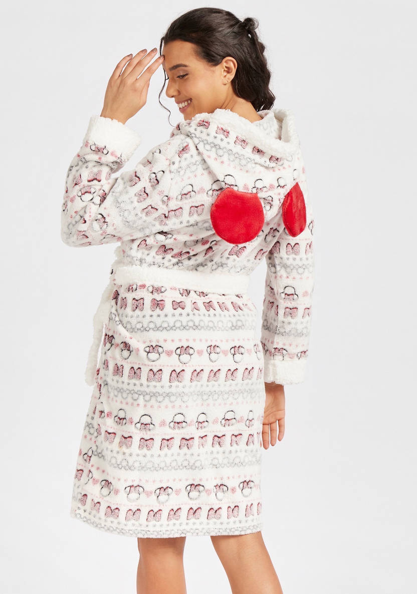 Minnie Mouse Print Hooded Robe with Pockets