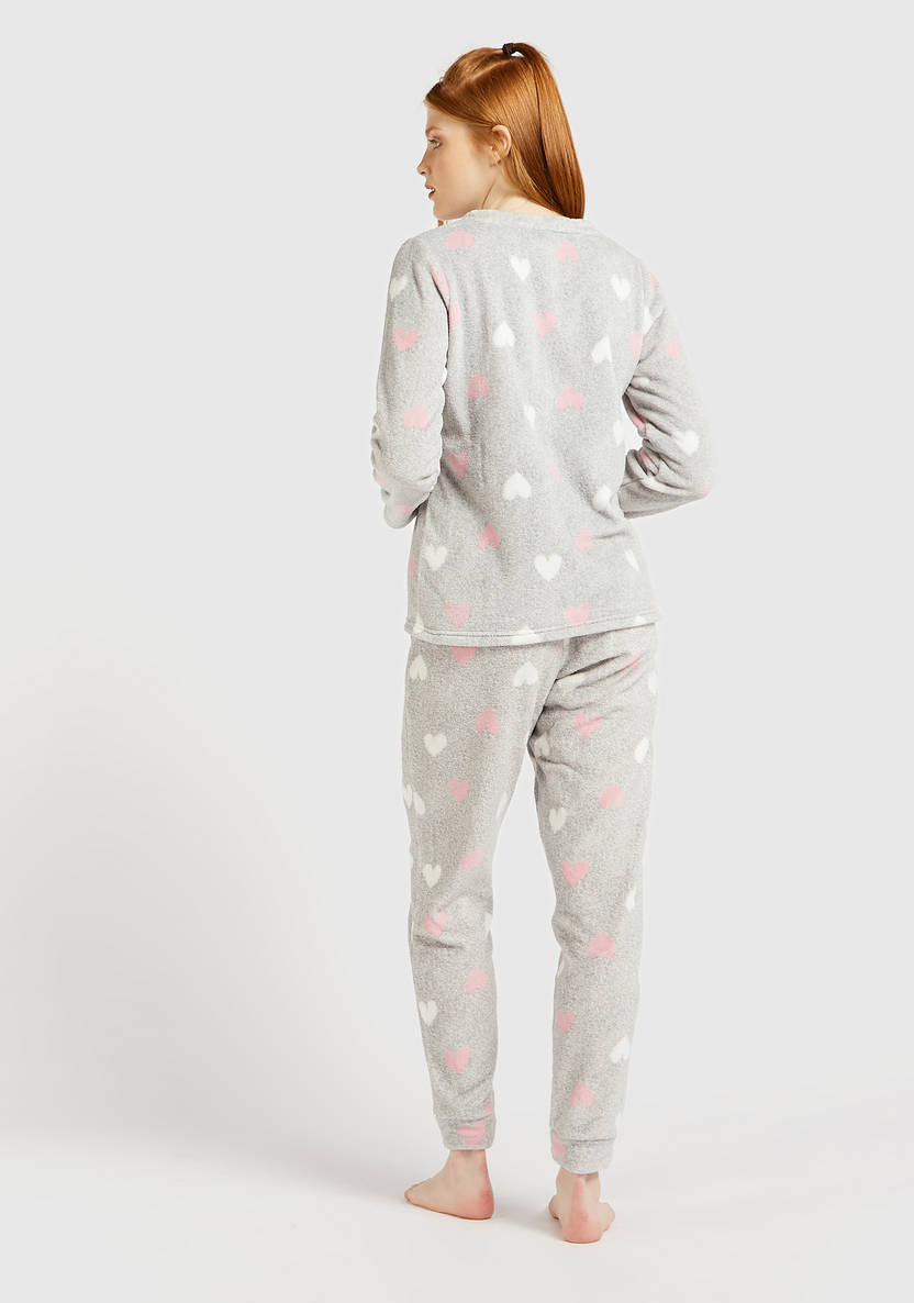 Textured Long-Sleeve T-Shirt & Pajama Pants Set