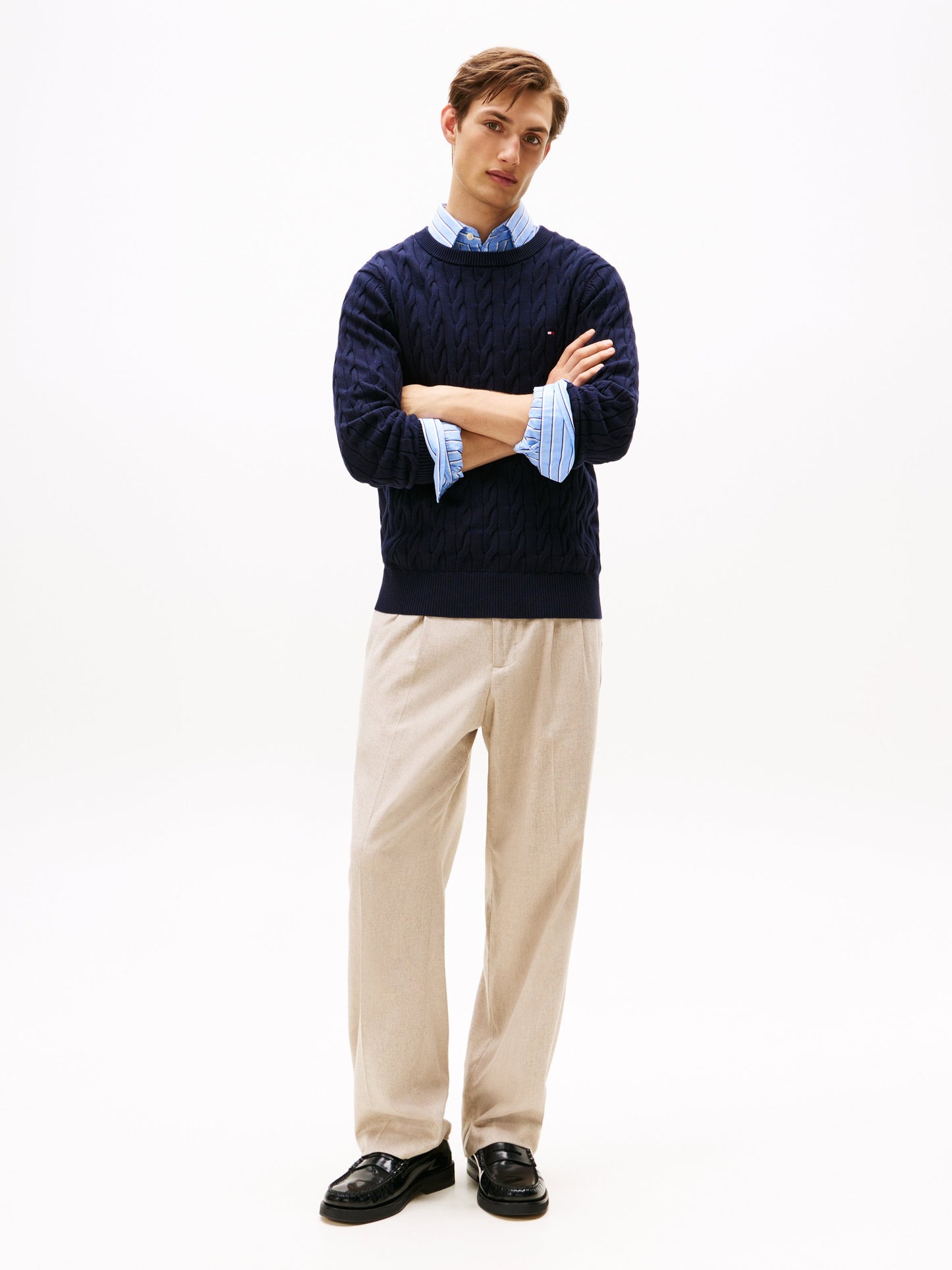 Tommy Hilfiger cable pullover crew neck navy