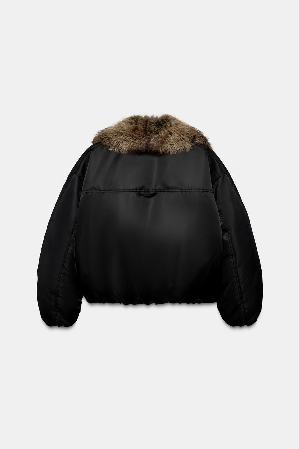 ZARA FAUX FUR COLLAR BOMBER JACKET ZW COLLECTION