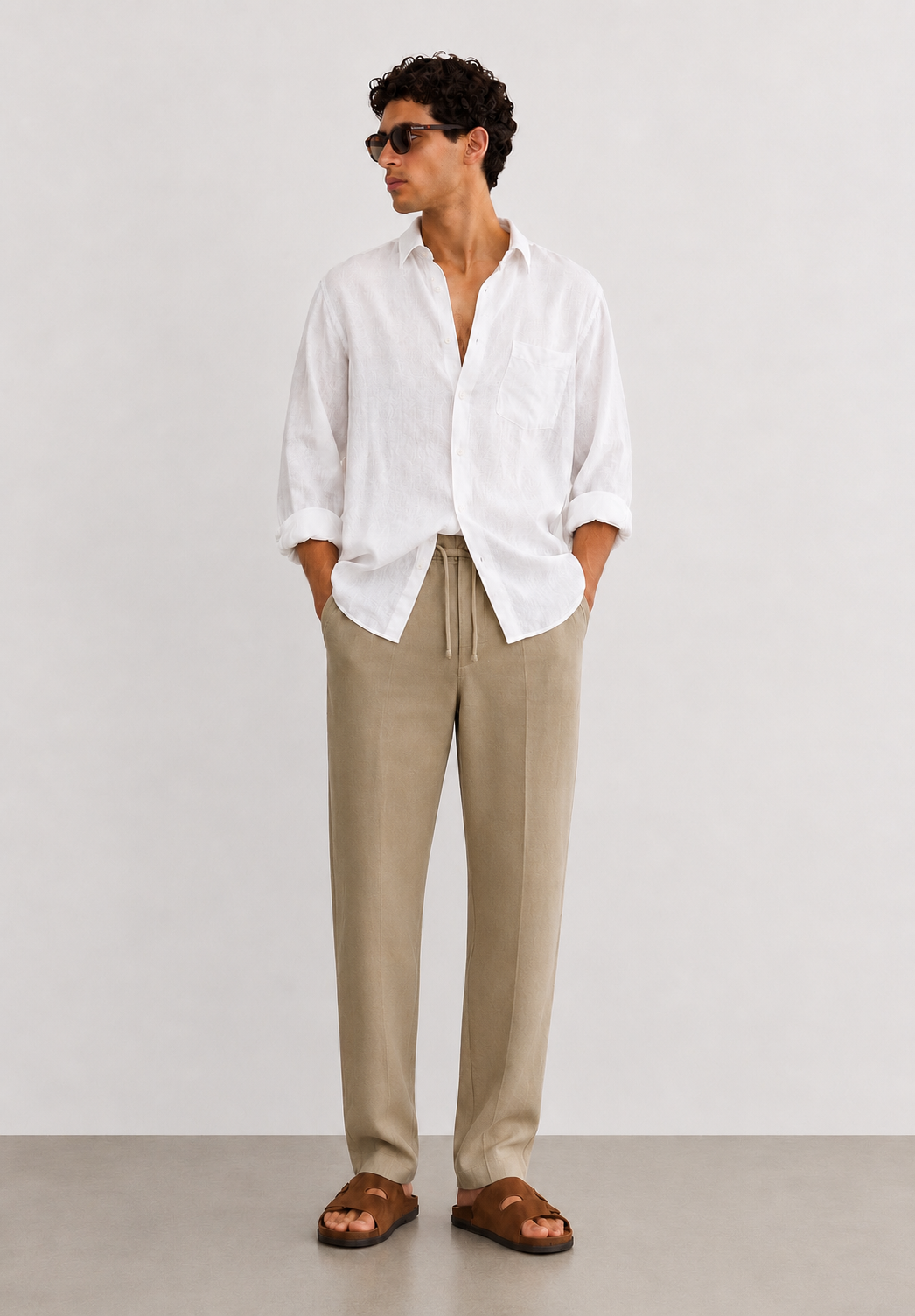 Ralph Lauren straight fit linen cotton trouser khaki