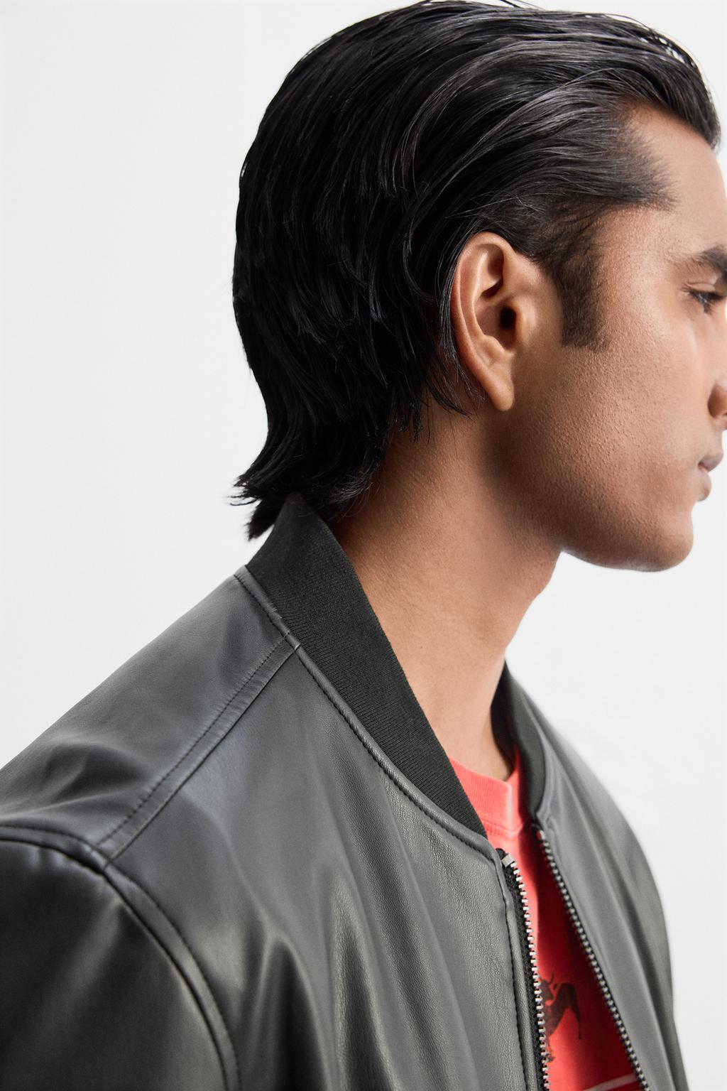 Zara Jacket Leather Bomber Basic