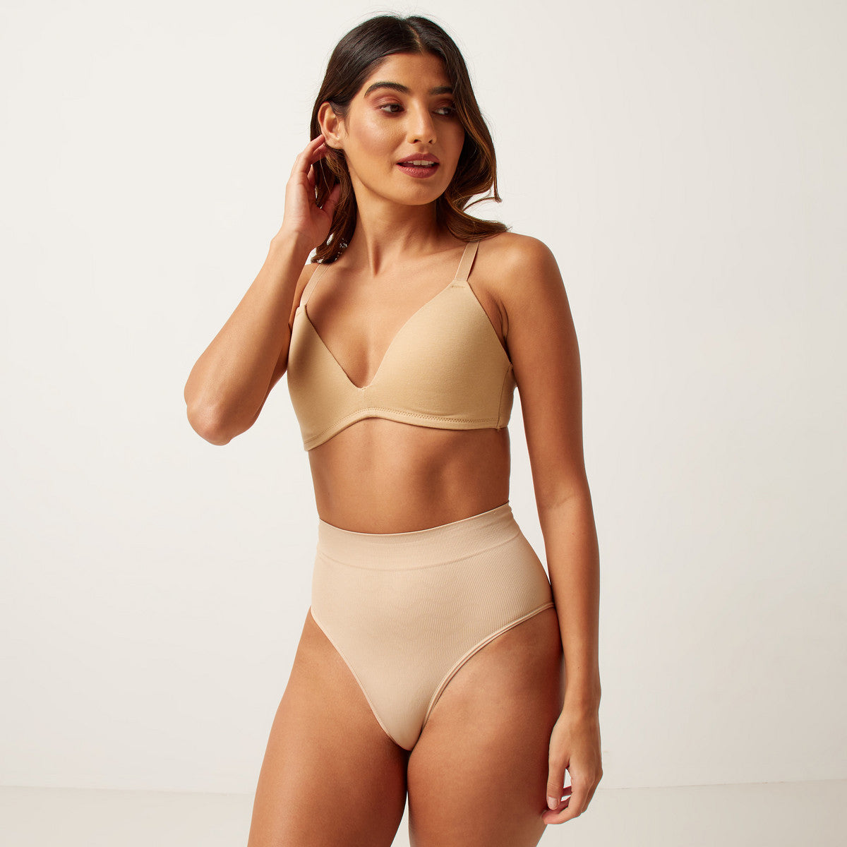 Max Solid Padded Plunge Bra with Hook and Eye Closure