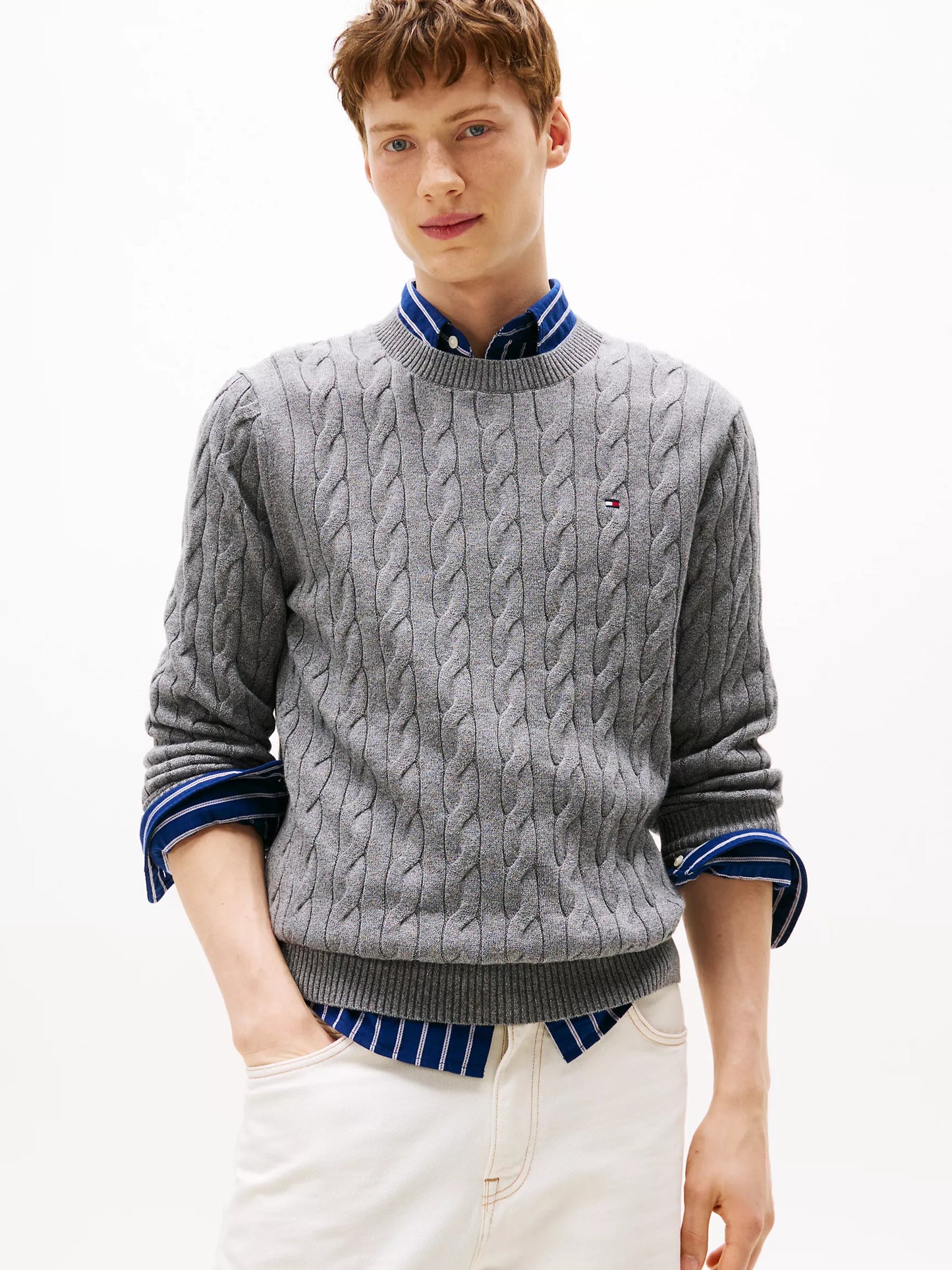 Tommy Hilfiger cable pullover  crew neck dark gray