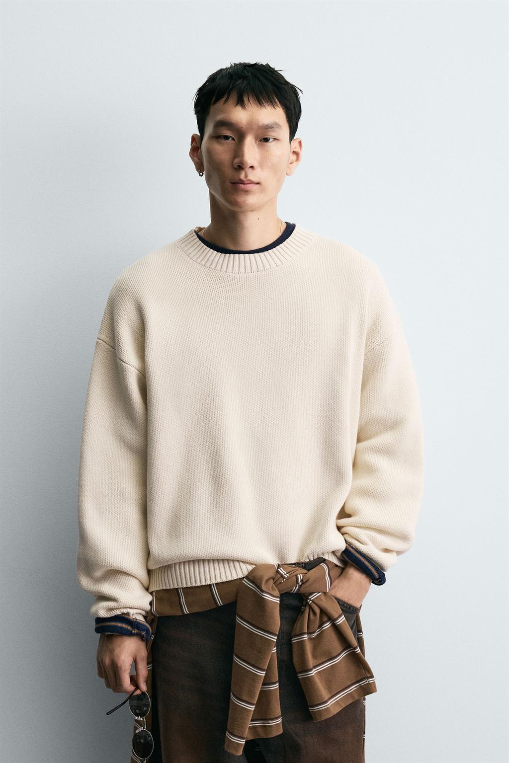 Zara Men Blend Pullover Biege