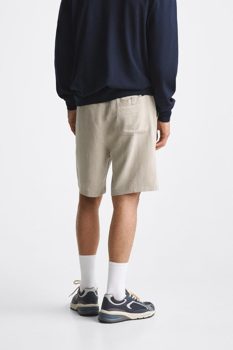 Zara Viscose- Lienen Bermuda Short Biege